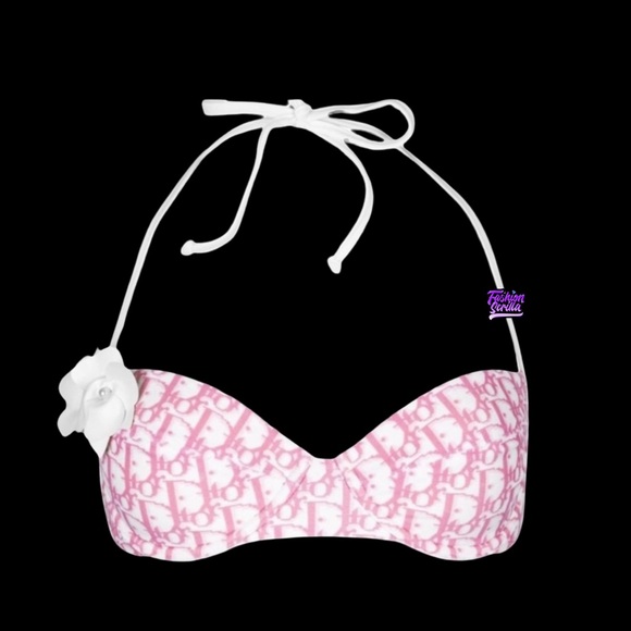 Dior Tops - Christian Dior By John Galliano Girly Pink Monogram Trotter Logo Bikini Bra